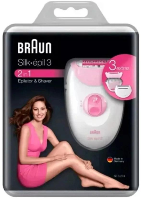 Эпилятор Braun SE3274 скор.:2 от электр.сети розовый/белый