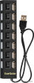 USB-Хаб концентратор 7-в-1 ExeGate DUB-72SW кабель-адаптер USB2.0 -- 7xUSB2.0, кнопки включения/отключения для каждого порта, Plug&Play, черный EX293978RUS
