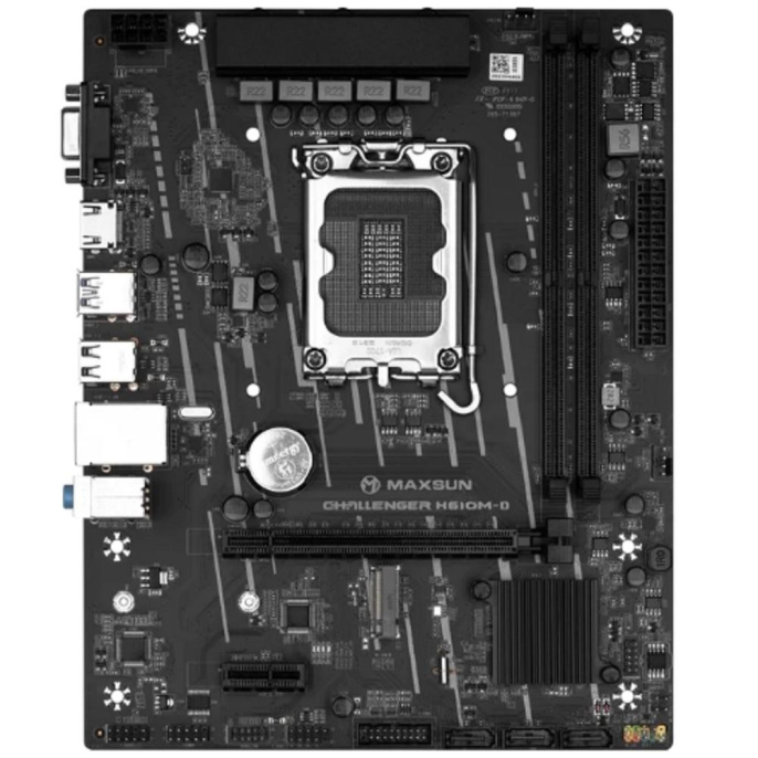 MAXSUN MS-Challenger H610M-D V1/V2 Socket 1700, mATX, 2*DDR4, VGA/HDMI, 3*SATA3, 1*M.2, 1*PCIEx16/1*PCIEx1, 4*USB 2.0, 2*USB 3.2 Gen1, LAN 1*1G, RTL