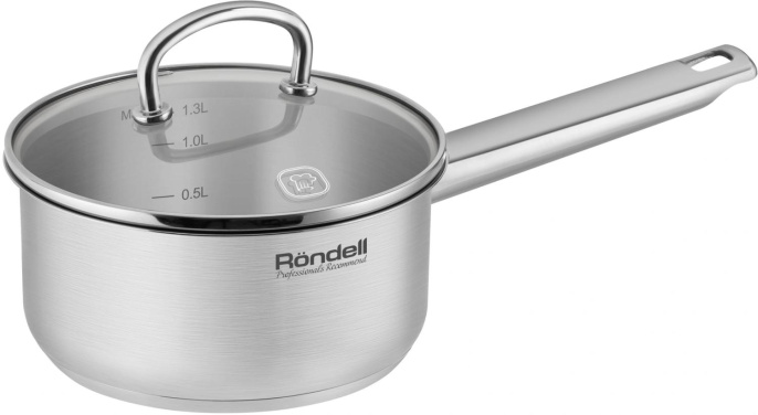 Ковш Rondell Solo RDS-1601, 1.3л, с крышкой, стальной