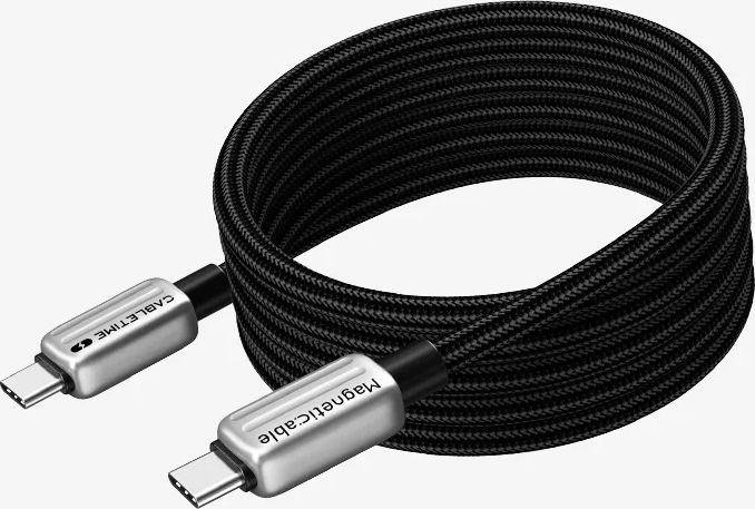 Магнитный кабель USB-C CABLETIME CU08H (CT-CM240-MZB1) 1 м, 480 Мбит/с, 5А/48В, 240Вт, PD 3.1, черный, для быстрого заряда смартфонов и ноутбуков
