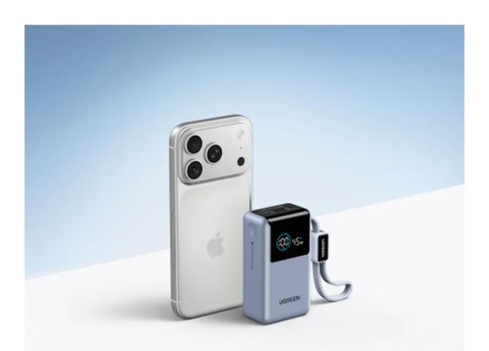 Внешний аккумулятор UGREEN PB727 75701B Fast Charging 10000mAh USB-C&USB-A 55W о встроенным кабелем USB-C Power Bank. Цвет: серый космос