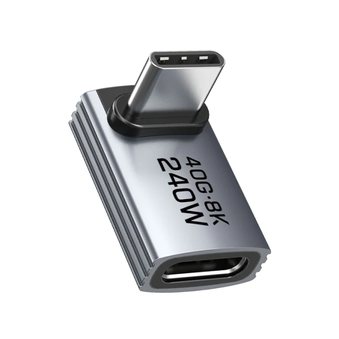 Адаптер CABLETIME CP84G (CT-OTG42-AG) USB4 Type-C OTG центральный L-образный 40 Гбит/с