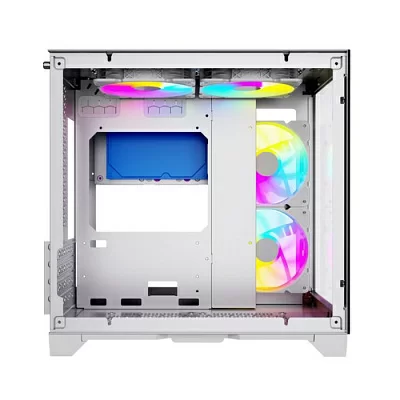 Powercase Vision Micro, White, Tempered Glass, 4х 120mm 5-color fan, белый, mATX (CVWM-L4)