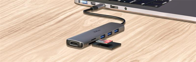 NETAC USB HUB Переходник Netac WF14 WF14GYCN USB Type-A 3.0 x 3, HDMI 4K@30Hz, SDXC, microSDXC, Серебристый