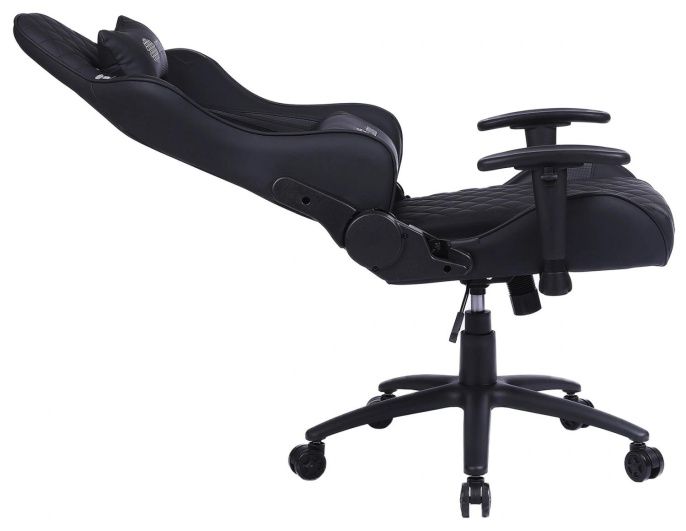 Кресло игровое Cactus CS-CHR-030BL, экокожа, до 120кг, регулируемые 2D подлокотники,  черный