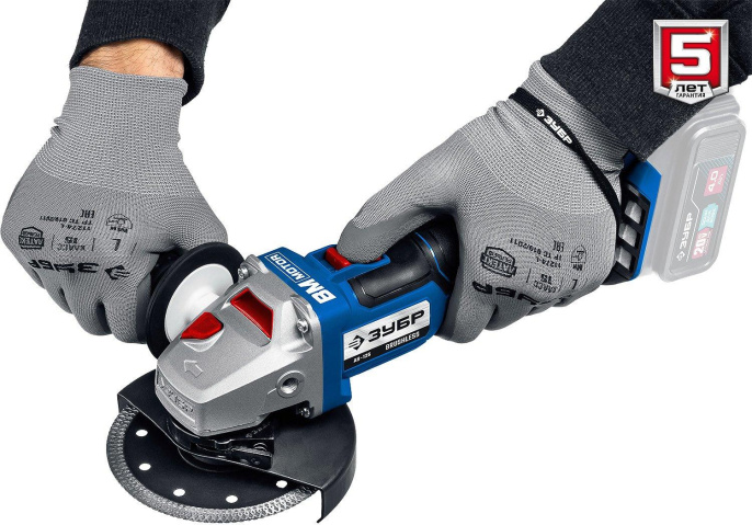 Угловая шлифмашина Зубр AB-125,  аккумуляторная, без АКБ, без ЗУ