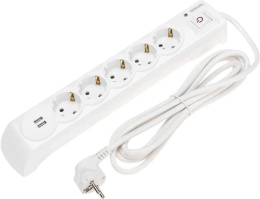 Сетевой фильтр KRANZ 13-4700, 3м, белый