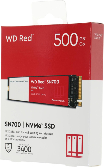 SSD накопитель WD Red SN700 WDS500G1R0C 500ГБ, M.2 2280, PCIe 3.0 x4,  NVMe,  M.2