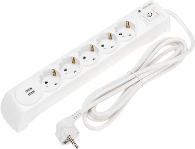 Сетевой фильтр KRANZ 13-4700, 3м, белый