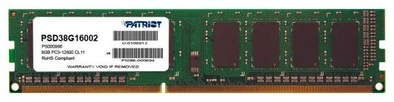 Оперативная память Patriot Signature Line PSD38G16002 DDR3 - 1x 8ГБ 1600МГц, DIMM, Ret