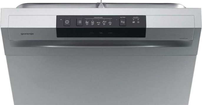 Посудомоечная машина Gorenje GS520E15S (2 корзины),  узкая, напольная, 44.8см, загрузка 9 комплектов, нержавеющая сталь