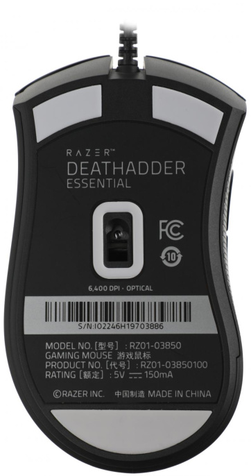 Мышь проводная Razer DeathAdder Essential, игровая, оптическая, USB, 6400dpi, черный [rz01-03850100-r3c1]