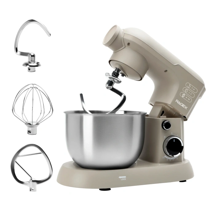 Кухонный комбайн RAGEX R105-110 5 в 1, 4 литра, 10 скоростей, 1500 Вт, бежевый