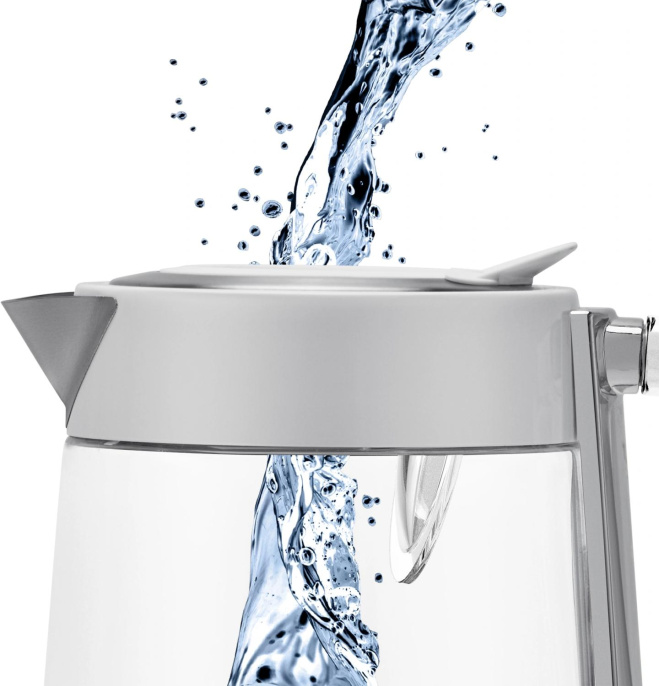 Чайник электрический Polaris PWK 1715 CGL 1.7л. 2200Вт белый корпус: стекло/металл