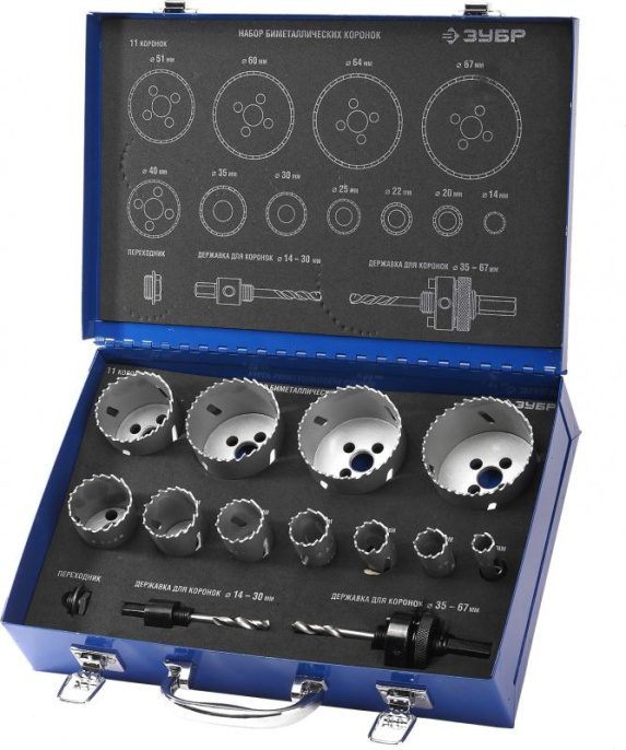 Набор коронок ЗУБР 29531-H11, универсальное, шестигранный, 11шт