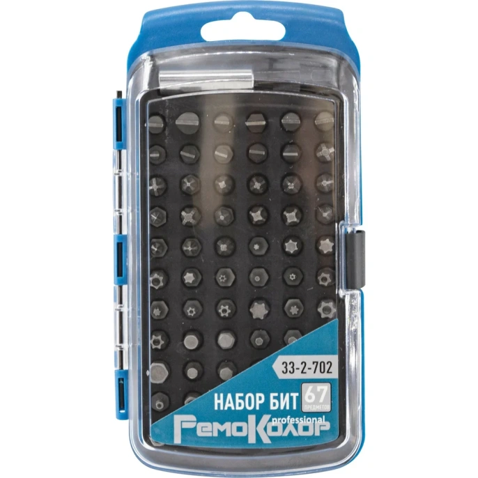 Набор бит в пластиковом боксе 67 предметов, CrV РемоКолор 33-2-702