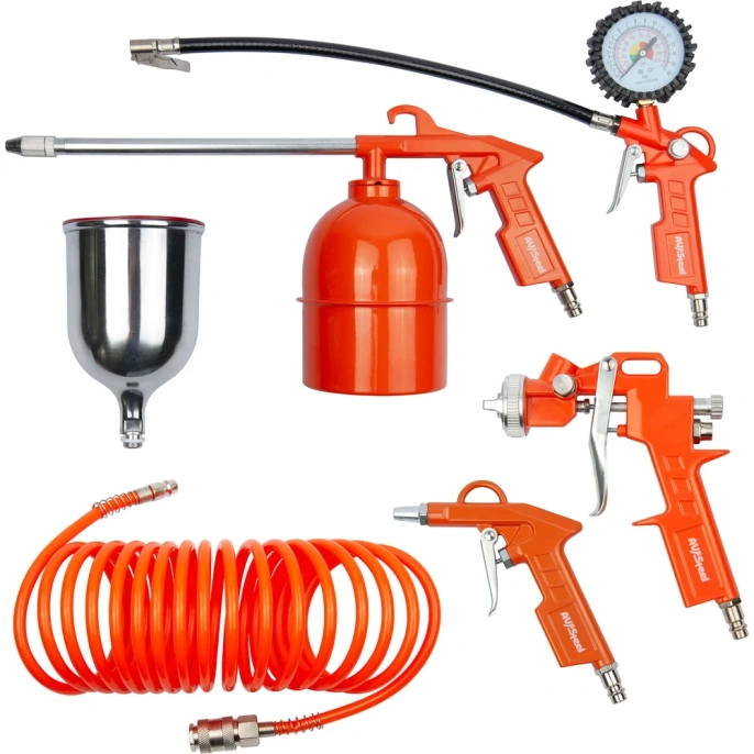 Набор пневмопистолетов со шлангом AV Steel 5 м, 5 предметов AV-700415