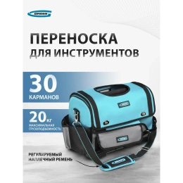 Переноска для инструмента GROSS 400x225x300 мм, пластиковое дно, наплечный ремень 90274