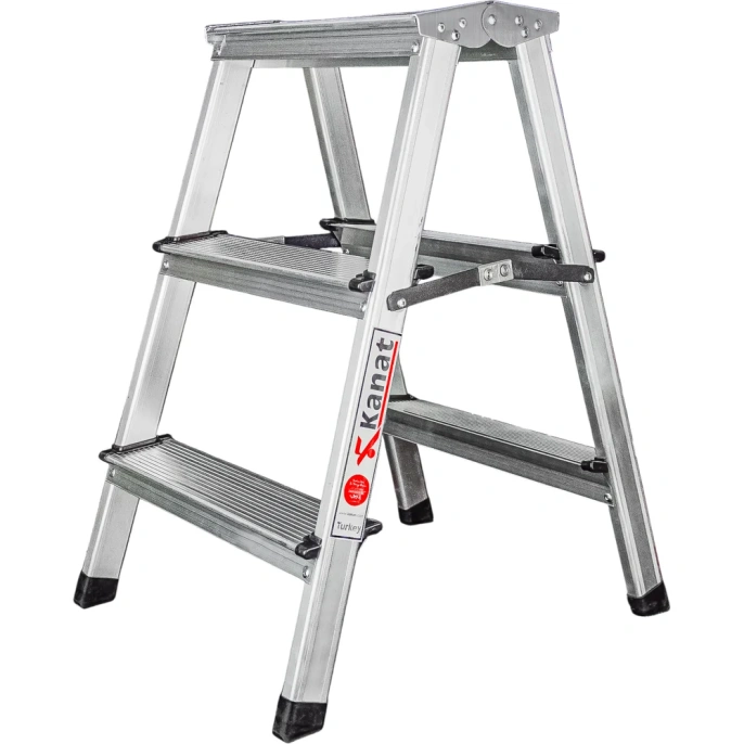 Стремянка двухсторонняя Kanat алюминиевая 3 ступени KAM-113