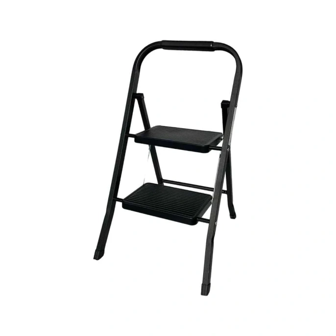 Стремянка стальная АЛЮБЭСТ (черный цвет), 2 ступени, 46 см DLS102B
