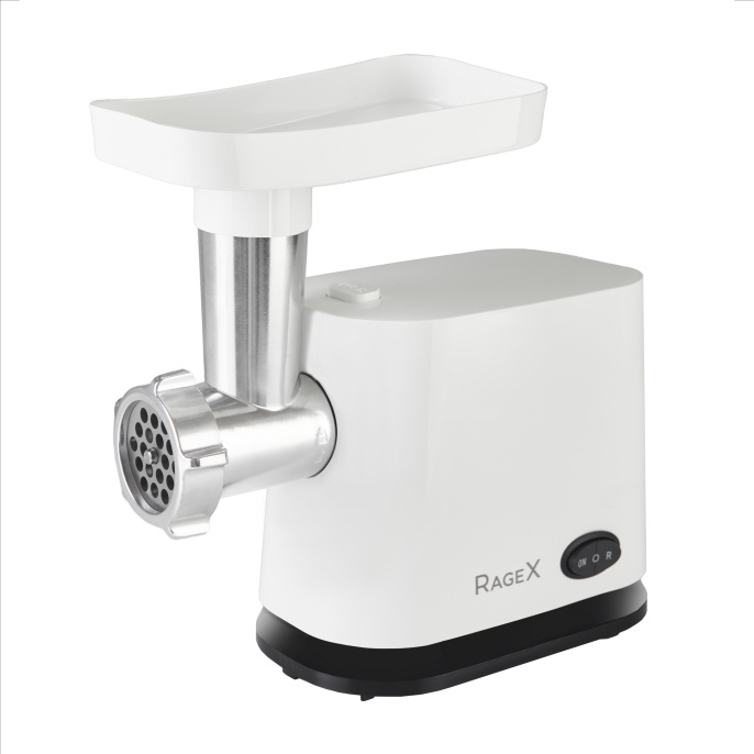 Электрическая мясорубка с овощерезкой RAGEX R803-100, 600 Вт, 1 скорость + реверс, белая