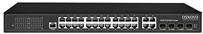 Коммутатор OSNOVO. Управляемый L2 PoE коммутатор Gigabit Ethernet на 24 RJ45 PoE + 4 x GE Combo Uplink, до 30W на порт, суммарно до 400W