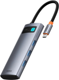 Док-станция Baseus B00030708811-00 Metal Gleam Series 7-Port; вход: Type-C; порты: HDMI4K@60Hz*1 + USB3.0*3 + PD*1 + SD/TF*1; Space Grey
