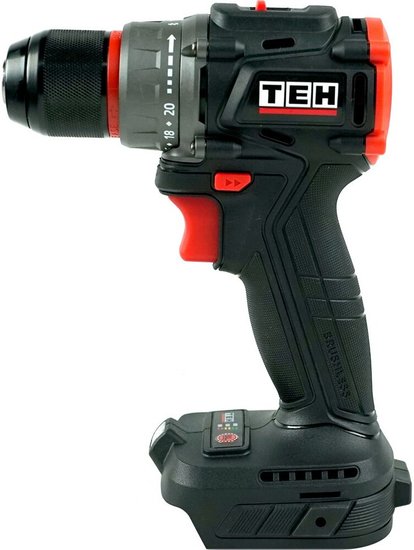 Дрель-шуруповерт TEH TDBL420-2B (напряжение: 20 В, обороты: 0-450/2000 об/мин, крутящий момент: 60нм, быстрозажимной патрон: 13 мм, в комплекте: крюк для ремня, комплектация: 2 шт акб 2 ач, зу, кейс)