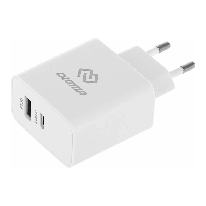 Сетевое зарядное устройство DIGMA DGW3D 3A (PD+QC) универсальное, белый, DGW3D0F110WH, 1 штука в упаковке 1655956