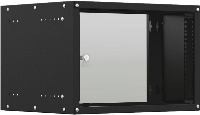 Шкаф коммутационный NTSS Lime NTSS-WL6U5560GS-BL настенный 6U 550x600мм пер.дв.стекл несъемн.бок.пан. 30кг черный 520мм 12кг 110град. 500мм IP20