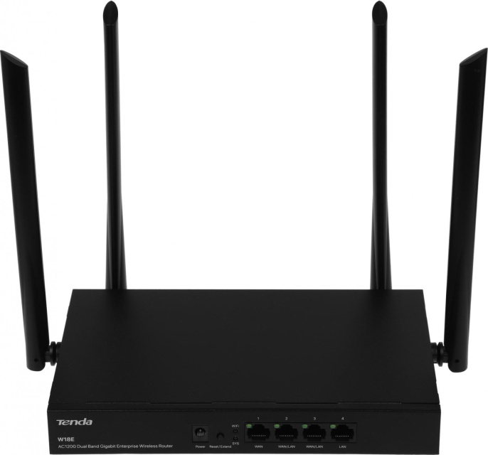 Wi-Fi роутер TENDA W18E, AC1200, черный