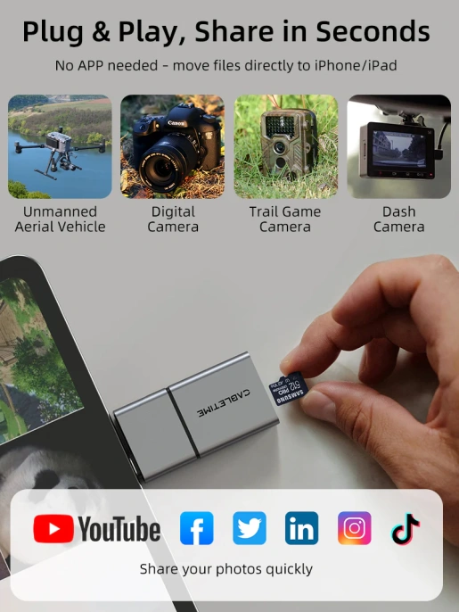 Кардридер CABLETIME CB48G (CT-ACCD3-AG) 3-в-1 USB-A + USB-C, SD/microSD, серый