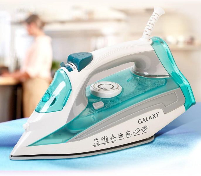 Утюг GALAXY LINE GL 6127,  с паровым ударом,  2200Вт,  бирюзовый и белый