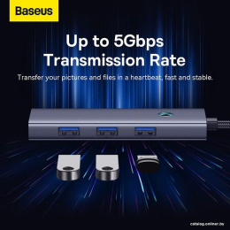 Хаб Baseus BS-OH109 UltraJoy Series 4 порта (Type-C to USB3.0*3+RJ45*1) Space Grey (B0005280A813-00)