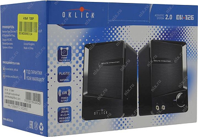 Колонки Oklick OK-126 2.0 черный 6Вт портативные