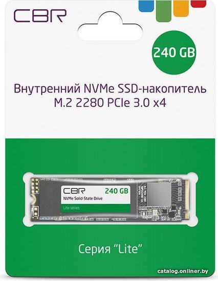 CBR SSD-240GB-M.2-LT22, Внутренний SSD-накопитель, серия "Lite", 240 GB, M.2 2280, PCIe 3.0 x4, NVMe 1.3, SM2263XT, 3D TLC NAND, R/W speed up to 2000/1300 MB/s, TBW TB 120