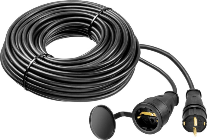 Удлинитель силовой Зубр 55017-30, розеток 1шт, 3x2.5 кв.мм, 16A, 30м, КГ, без катушки, черный