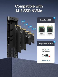 Бокс внешний для жесткого диска UGREEN CM767 35267 M.2NVME Hard Drive Enclosure 10Gbps с кабелем USB-C-USB-C. Цвет: серый