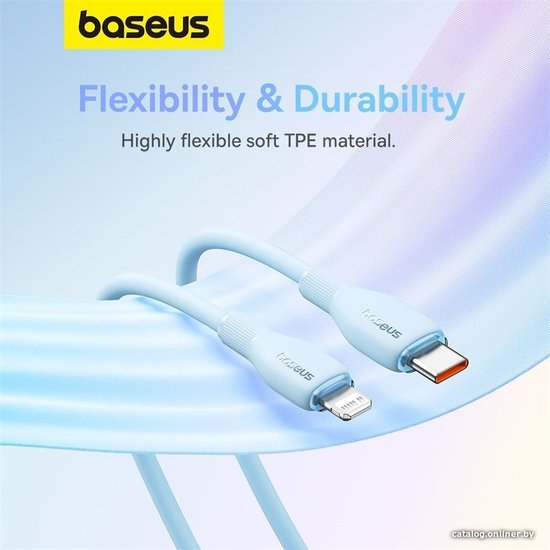 Кабель Baseus P10355701311-00 Pudding Series Fast Charging Cable Type-C to iP 20W 1.2m Galaxy Blue передача данных, питание устройств, скорость передачи: 480Mbps, материал: TPE
