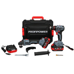 Аккумуляторный бесщеточный НАБОР 2в1 PROFIPOWER ProfiSet-2A20 Li-ion-2шт 20В, 4.0Ач, З/У, в кейсе, E0080, T0056 [E0220M1]