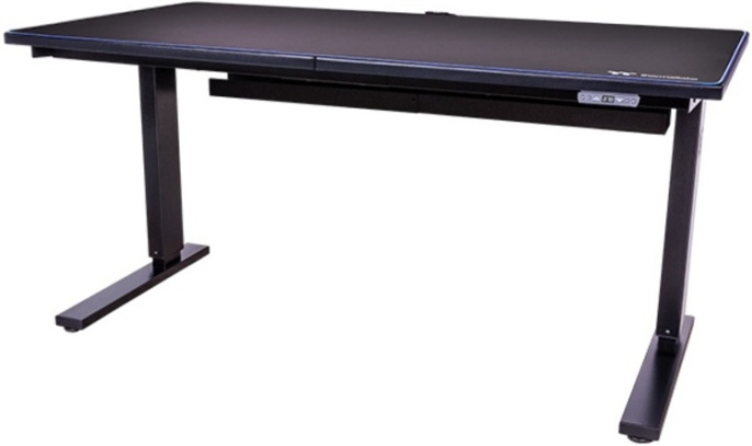 Стол игровой Thermaltake ToughDesk 350 Smart GGD-EDN-BKEIRW-01 с электрорегулировкой высоты, полноразмерным ковриком для мыши с RGB-подсветкой, скорость мотора: 49 об/мин, крутящий момент: 16 Н·м, максимальная нагрузка: 150 кг, толщина столешницы: 2.5