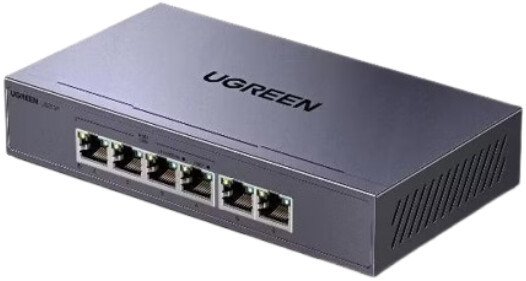 Неуправляемый коммутатор Ugreen CM741 35371EU  настольный/настенный, матрица 6 Гбит/с, 6xGbit, PoE
