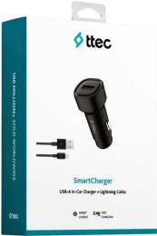Автомобильное зарядное устройство TTEC 2CKS30LS SmartCharger 2.4A Car Charger с кабелем Lightning. Цвет: черный