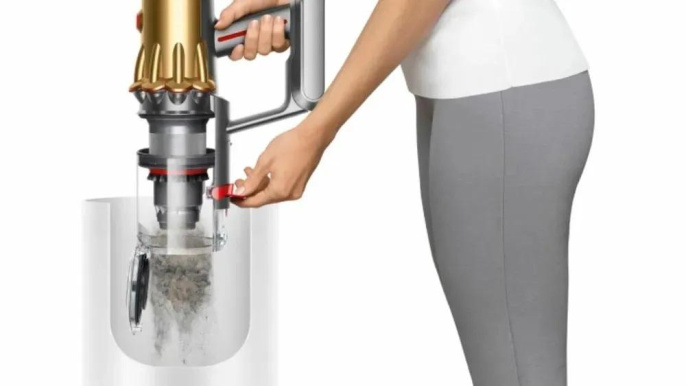 Беспроводной пылесос Dyson/ Беспроводной пылесос Dyson, объем контейнера 0.35 л, уровень шума 89 дБ, максимальная мощность 150 аВт V12 Detect Slim Absolute iron gold 448870-01