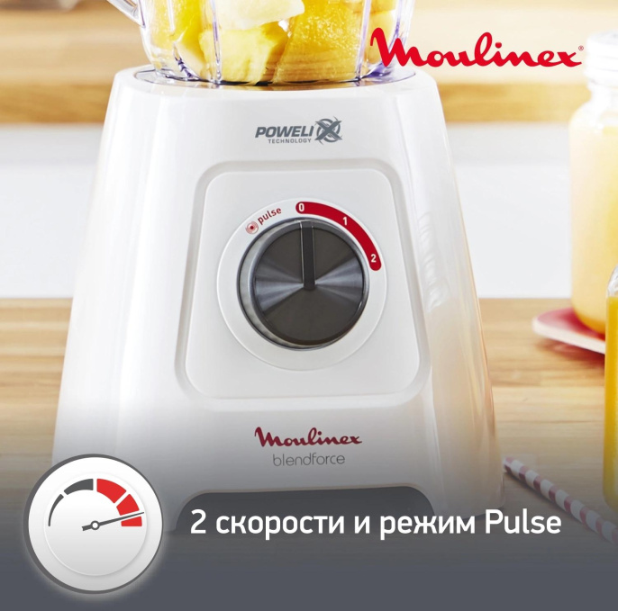 Блендер MOULINEX Blendforce LM42Q110,  стационарный,  белый