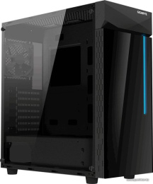 Корпус Gigabyte C200 Glass Черный GB-C200G сталь, пластик, окно: закаленное стекло, 2хUSB3.0, без БП, 2х3.5"/2.5" HDD, 2х2.5'' SSD, 7 слотов расширения, ATX, максимальная длина видеокарты