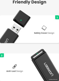 Кардридер UGREEN CM104 40752 USB 3.0 to TF + SD Dual Card Reader. Цвет: черный