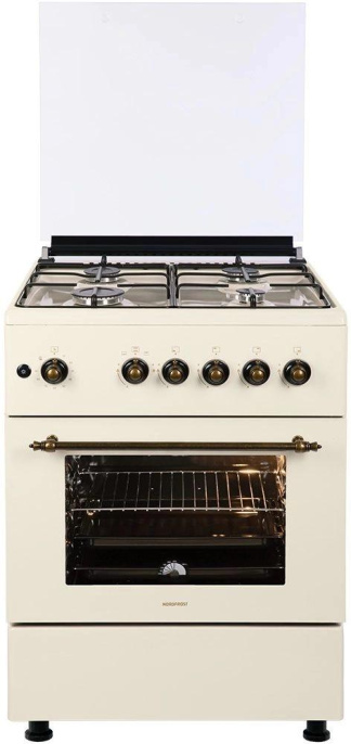 Плита Газовая Nordfrost GG6061Y бежевый металлическая крышка реш.сталь