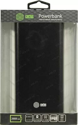 Мобильный аккумулятор Cactus CS-PBFSIT-20000 Li-Pol 20000mAh 2.1A+2.1A черный 2xUSB материал алюминий